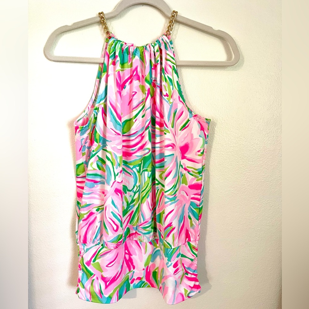 Lilly Pulitzer Pink and Green Tropical Blouse